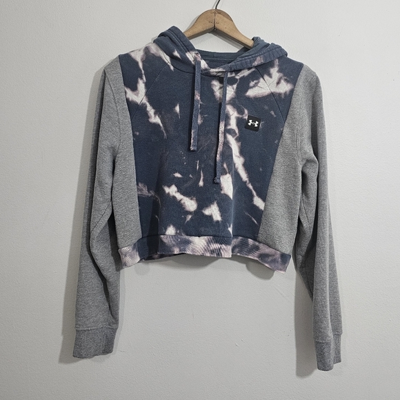 Custom Upcycled Tie Dyed Reworked Under Armour Cropped Length Hoodie - Picture 1 of 3
